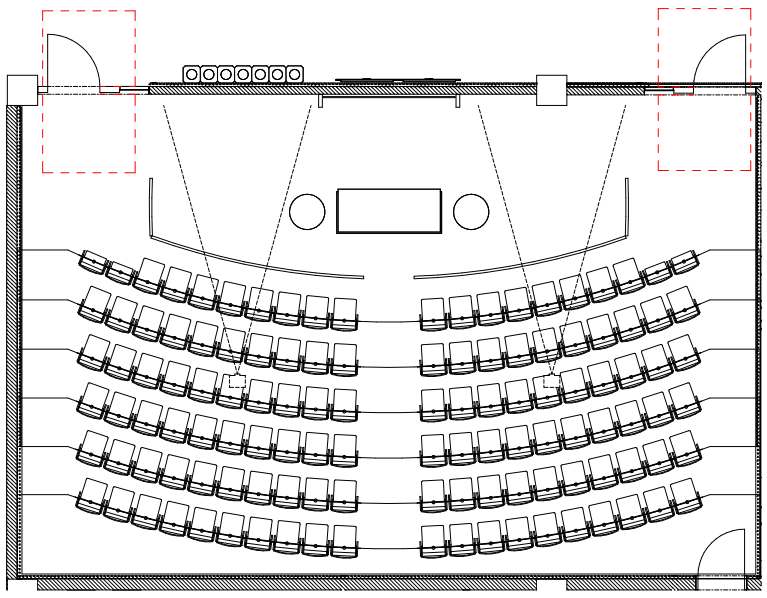 Möblering gradängsal B101