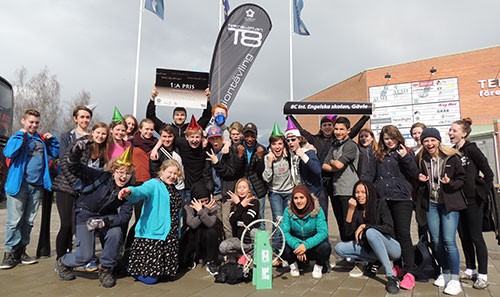 Regionfinalvinnarna 2016: Klass 8C, Internationella Engelska skolan i Gävle. Foto: Röde Nyström Lärarträff