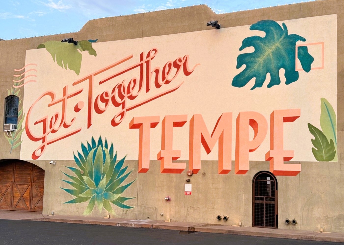 Mural on wall with town name