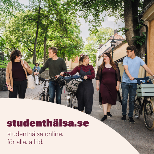 Bild på studenter som går med en cykel