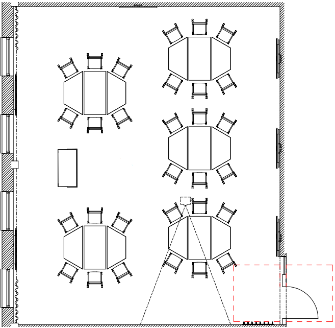Möbleringsalternativ lärosal B205 gruppsittning