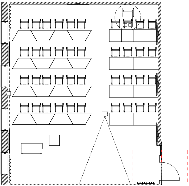 Möblering lärosal B205 radsittning