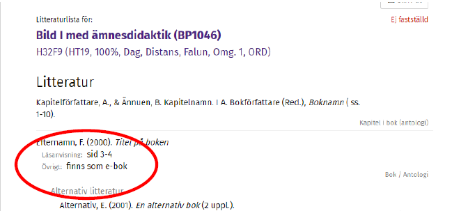 Vy &ouml;ver sidan d&auml;r du ser extra information