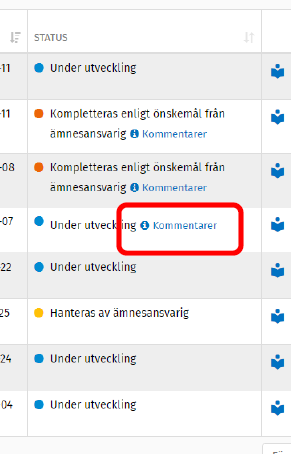 Vy &ouml;ver sidan d&auml;r du g&ouml;r kommentarer
