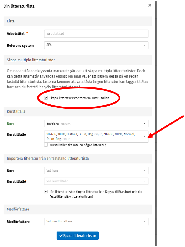 Vy &ouml;ver sidan d&auml;r du publicerar of&ouml;r&auml;ndrade listor