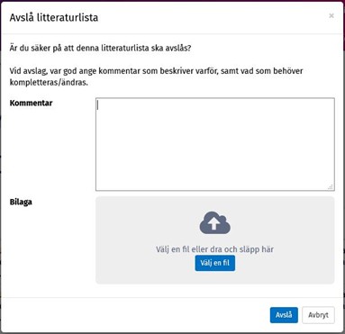 Vy &ouml;ver sidan d&auml;r du avsl&aring;r litteraturlista