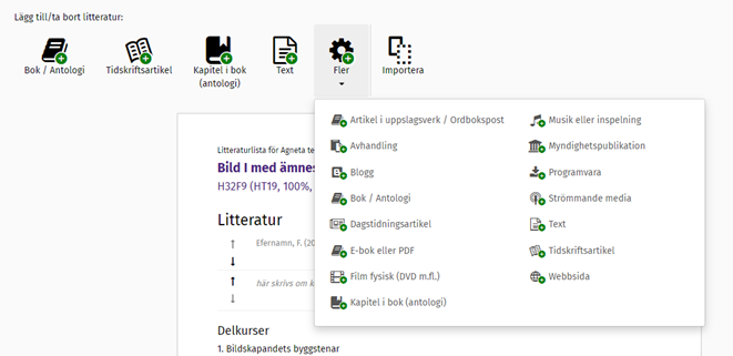 Vy &ouml;ver sidan d&auml;r du l&auml;gger till referenser