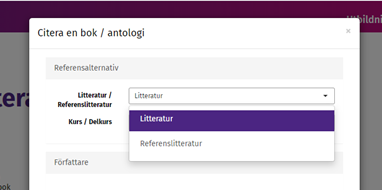 Vy &ouml;ver sidan d&auml;r du ser referenser f&ouml;r litteratur
