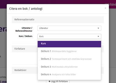 Vy &ouml;ver sidan d&auml;r du l&auml;gger till citat fr&aring;n litteratur