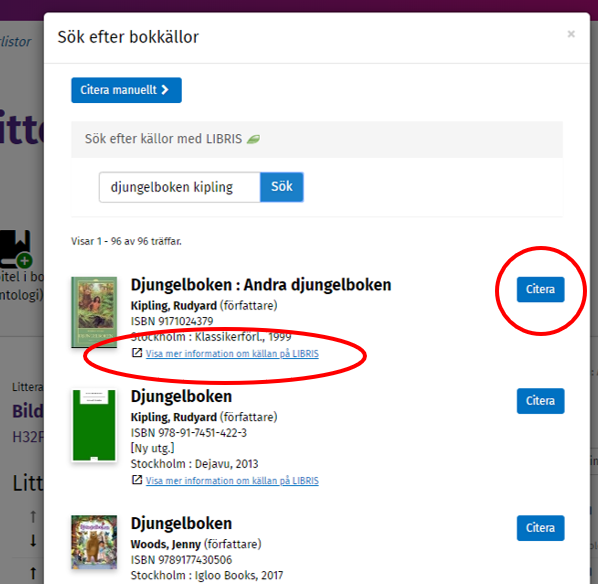 Vy &ouml;ver sidan d&auml;r du s&ouml;ker efter bokk&auml;llor