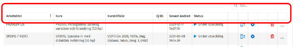 Vy &ouml;ver sidan d&auml;r du sorterar