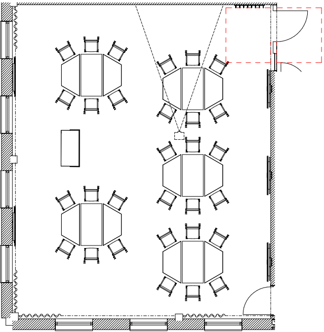 Möbleringsalternativ lärosal B204 gruppsittning