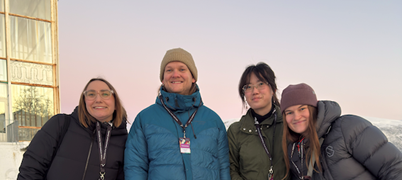 DAVA-studenterna Beatrice Svanström, Ture Andersson, Emelina Hedman och Tuva Sandal i Tromsø