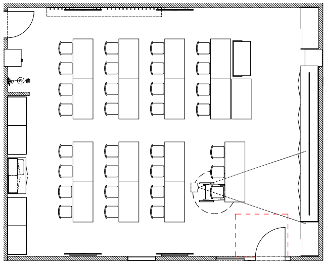 Möblering lärosal/kemi B127 radsittning