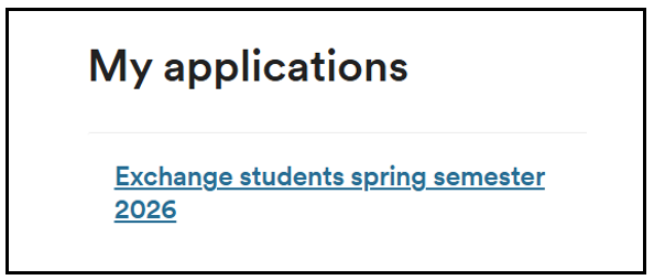 Text: "My applications" and a link stating "Exchange students apring semester 2026"