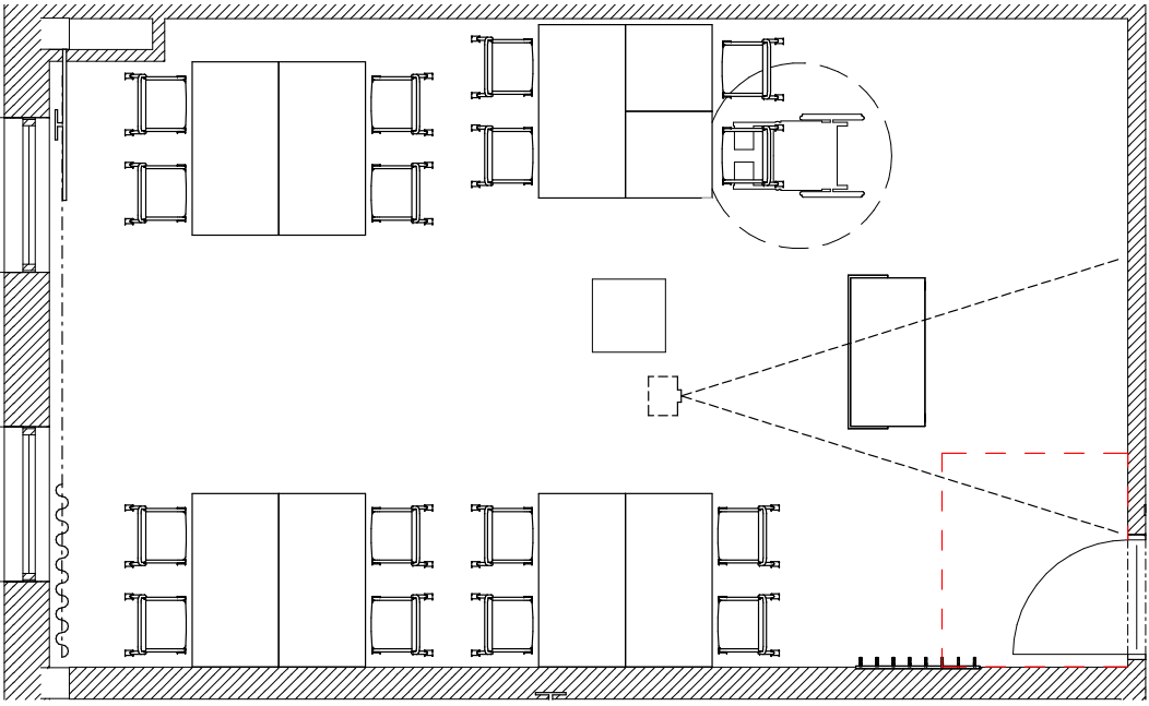 Möbleringsalternativ lärosal B206 gruppsittning