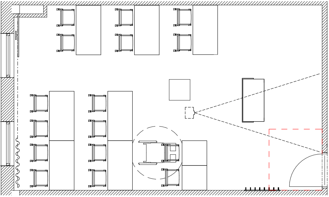 Möblering lärosal B206 radsittning