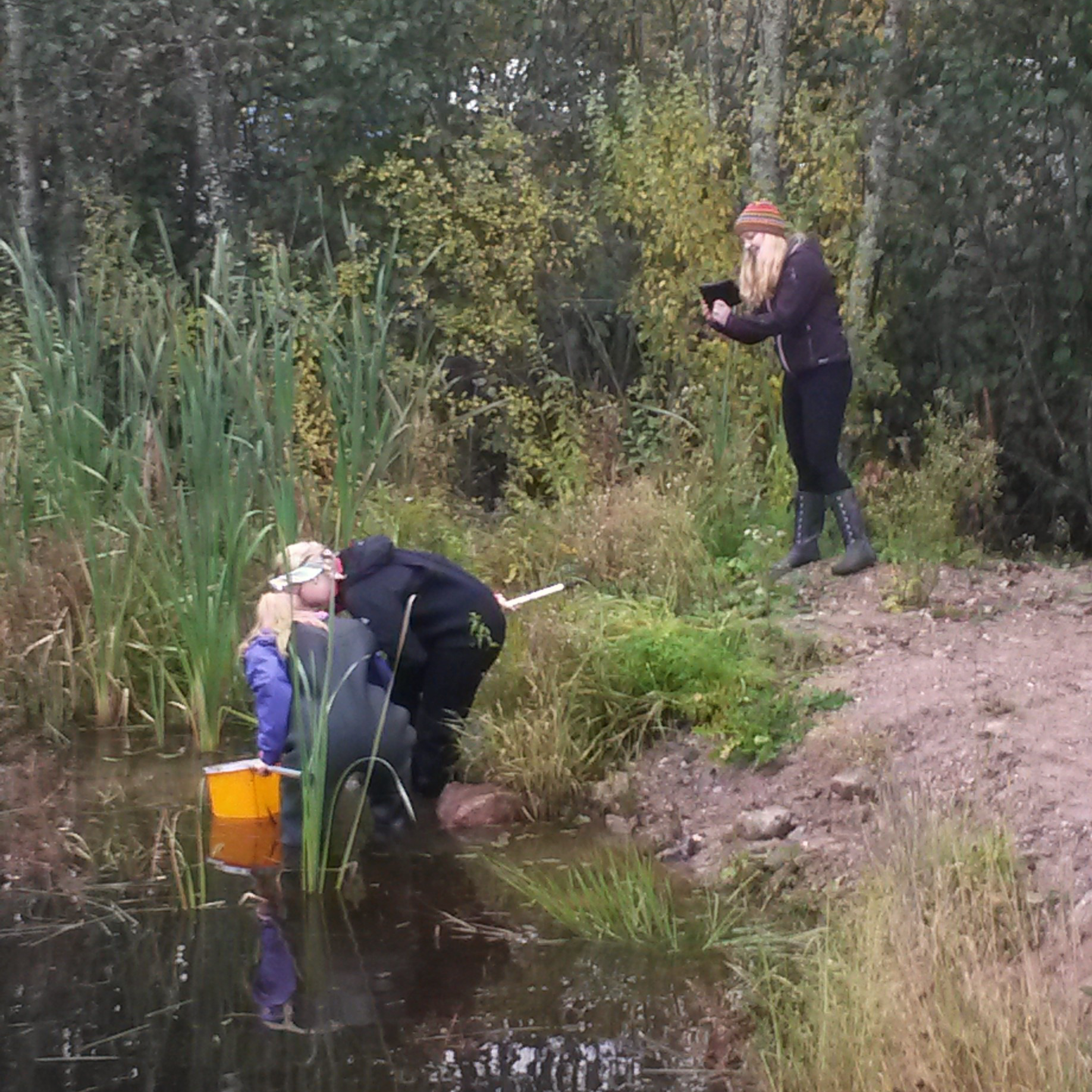 Lärarstudenter ute på exkursioner i naturmiljö. 