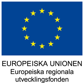 Logotypen för Europeiska regionala utvecklingsfonden består av Europeiska unionens emblem tillsammans med texten Europeiska unionen, Europeiska regionala utvecklingsfonden.