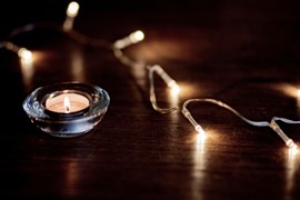 Candle and fairy lights